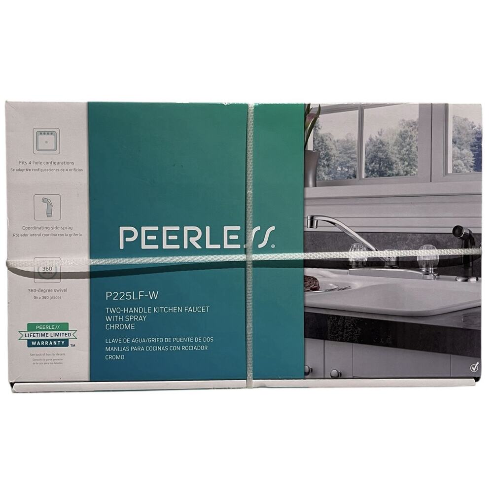 Peerless P225LF-W Two Handle Kitchen Faucet With Spray Chrome New